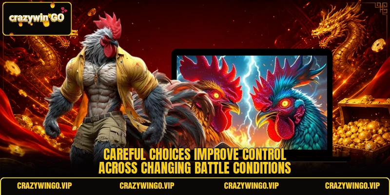 Careful choices improve control across changing battle conditions