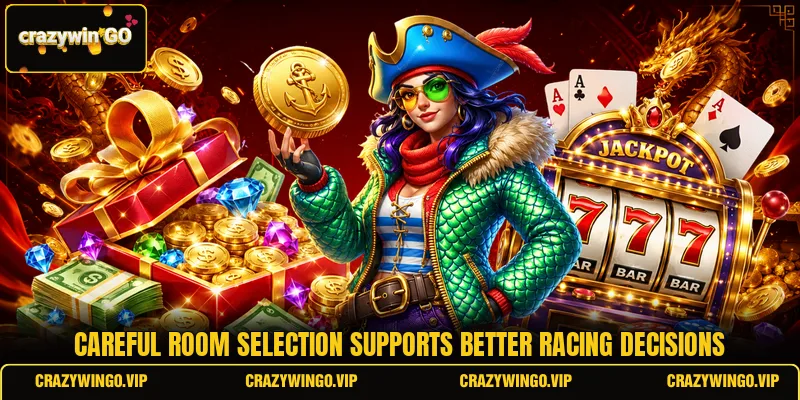 Careful room selection supports better racing decisions