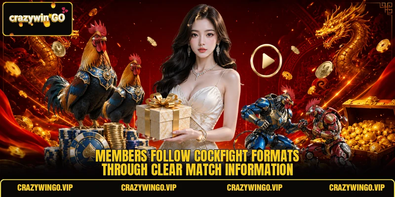 Members follow cockfight formats through clear match information