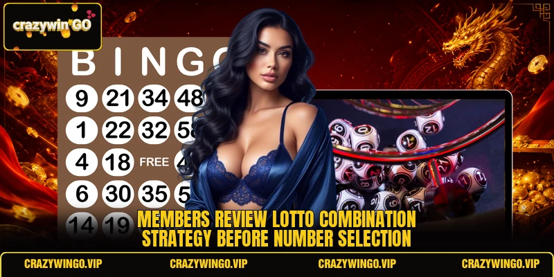 Members review lotto combination strategy before number selection