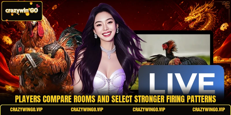 Players compare rooms and select stronger firing patterns
